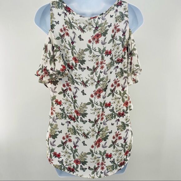 MAX STUDIO Cold Shoulder Floral Blouse - Picture 2 of 9